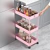 Carrito de 3 niveles SPACELEAD con ruedas, organizador de arte y manualidades, 3 cestas colgantes, fácil ensamblaje, para oficina, sala, cocina, rosa 8