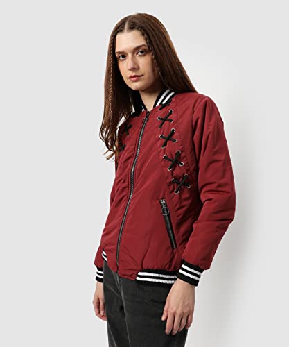 Image of PINACOLADA Women's Pink Puffer Regular Fit Bomber Jacket For Winter Wear | Standing Collar | Full Sleeve | Buttoned | Casual Jacket For Woman & Girl | Western Stylish Jacket For Women