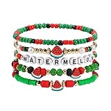 Briutn Watermelon Beaded Bracelets Handmade Fruit Beads Stack Bracelet Accessories