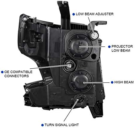 Miniatura 4 de SPEC-D TUNING Faros delanteros con proyector de barra de luz LED negros compatibles con 2015-2020 Chevy Tahoe, Suburban, montaje de faros delanteros