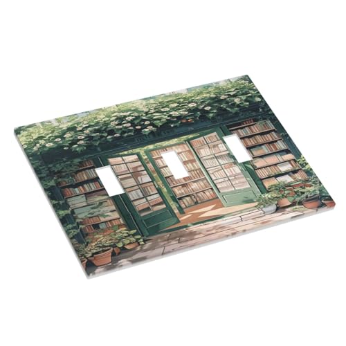 Couvertures d'interrupteur décoratives motif librairie ancienne 17x12 cm - 4