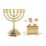 Homoyoyo Israelische Religiöse Statue Menora Kerzenhalter aus Langlebigem Material Detaillierte Judaica Tischdekoration für Gebetsraum und Festlichkeiten