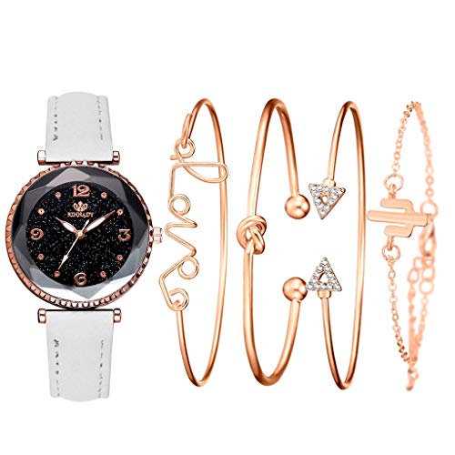 LOPILY Montre analogique à quartz pour femme avec strass en acier inoxydable doré rose et strass - Beige - XL Cover