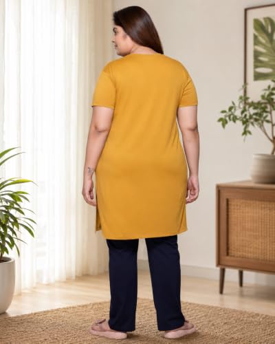 Image of In Love Women's Plus Size Printed Cotton Long-Line T-Shirt with Pocket | Cotton fabric - soft longline T-shirt with easy plus-size fit