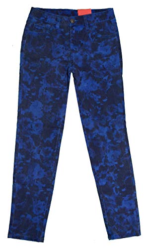 Girls Skinny Jeans Pants(Blue Rose Print, 12 Regular)