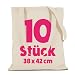 TEXXILLA 10er Pack Baumwolltasche 38 x 42 cm lange Henkel, Farbe:natur