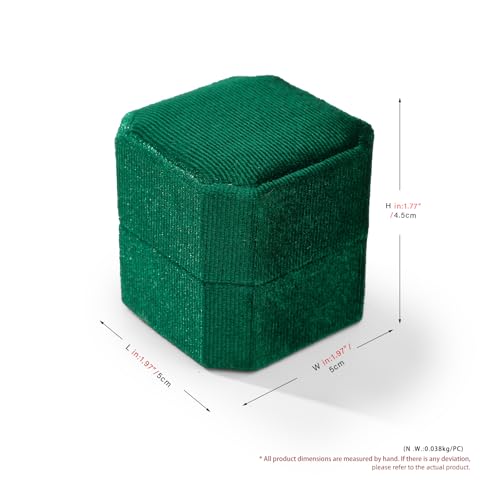 3 Slots Ring Box Velvet Ring Gift Box Wedding Day For Proposal, Engagement, Wedding,Mother's Day, Valentine's Day (Green)