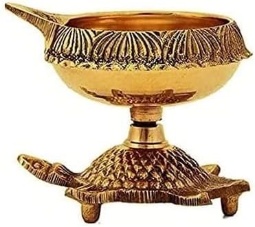 Miniatura 2 de SATVIK 1 unid Kuber tortuga Diya para decoración Diwali lámpara de aceite hecha a mano con latón virgen dorado metal Diwali Diya Vilakku para Puja