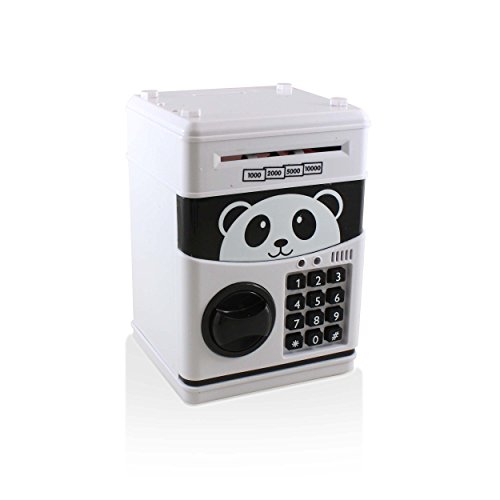 Safe Coin Bank For Kids - Authentic ATM Money Saver Keeps Cash, Toys, and Jewelry Inside Safe Inside - Auto Insert Bills and Electronic Password - Cool Piggy Bank Makes A Great Birthday Gift