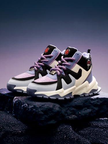 Image of The Souled Store Naruto Shippuden: Sasuke Men and Boys Purple PU Upper Lace Up High Top Sneakers