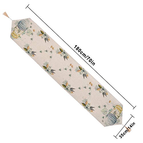 Aspmiz Thanksgiving Fall Table Runner, Pumpkin Autumn Leaves Table Runner For Dinner, Farmhouse Style Table Runner For Kitchen, Dinner Holiday Parties Decor, Thanksgiving Decor, 14 X 70 Inch #TOP6