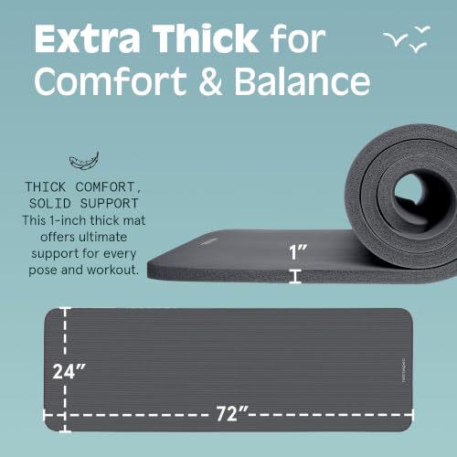 Image of Retrospec Solana Yoga Mat 1 inch Thick w /Nylon Strap for Men & Women - Non Slip Exercise Mat for Home Yoga, Pilates, Stretching, Floor & Fitness Workouts