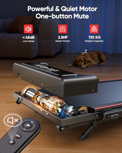 4 in 1 Folding Treadmill with 9% Incline, TOPUTURE Treadmills for Home, 2.5HP Dual Display Under Desk Treadmill, 12 km/h Walking Pad, One-Touch Mute Magnetic Remote, 12 Modes, App & Bluetooth - Image 5