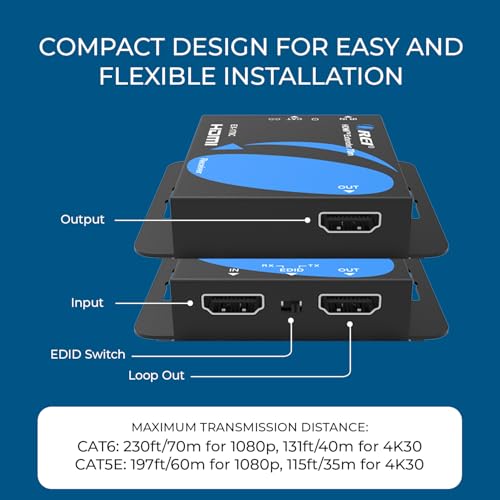 Image of OREI 4K HDMI Over Ethernet Extender Over CAT5 /CAT6 /CAT7, with IR Upto 164 Feet - Loop Out - (EX-170C) - (20 Pack)