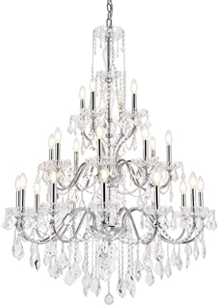 Elegant Lighting Value St. Francis 24 Light Chrome Chandelier Clear Royal Cut Crystal - Finish:Chrome - Finish:Chrome - Finish:Chrome - Finish:Chrome - Finish:Chrome Chrome