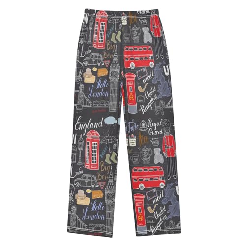 ZZXXB England Tower Bridge Boys Long Pants Soft Trousers Elastic Waist Kids Lounge Bottoms with Pockets S-XL