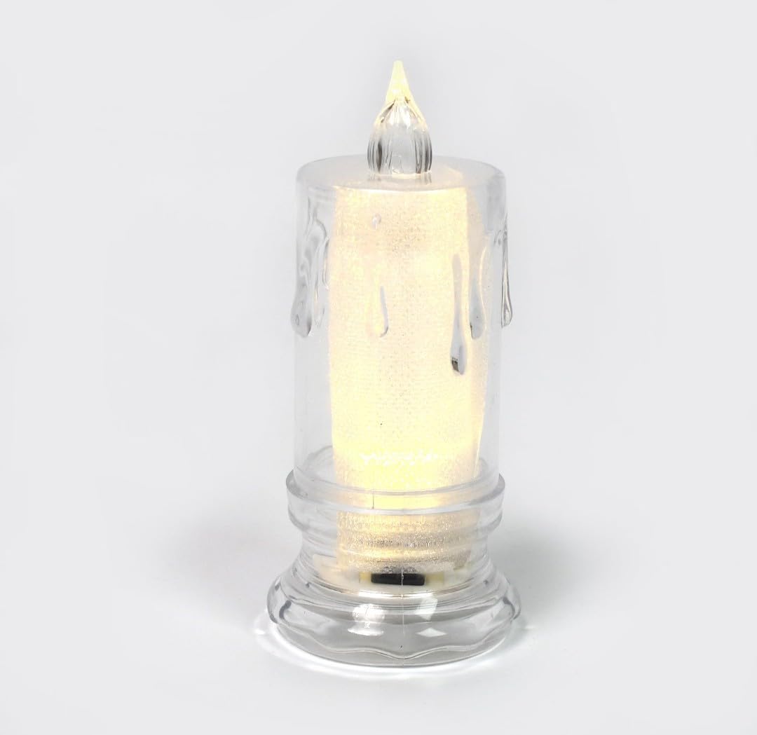 LED Light Candle with Dripping Wax Effect, Flameless Battery Operated Decorative Candle with Clear Base-image-43