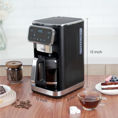 Image of Gevi 12-Cup Programmable Coffee Maker with Touchscreen, Strong Brew & Iced Coffee Options, Auto Shut-Off, 4-Hour Keep Warm, Glass Carafe, Anti-Drip System, Permanent Filter Included