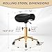 Saddle Stool with Wheels Ergonomic - Thick Wide Saddle Cushion, Healthy Posture No Pain, Easy to Adjust, Smooth Rolling No Creaky Noises, Rolling Swivel Saddle Stool Chair for Salon Massage (Black)