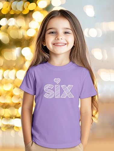 6th Birthday Shirt Girl Toddler Outfit 6 Year Old Girls six Happy Bday Sixth Gift Heart tee3