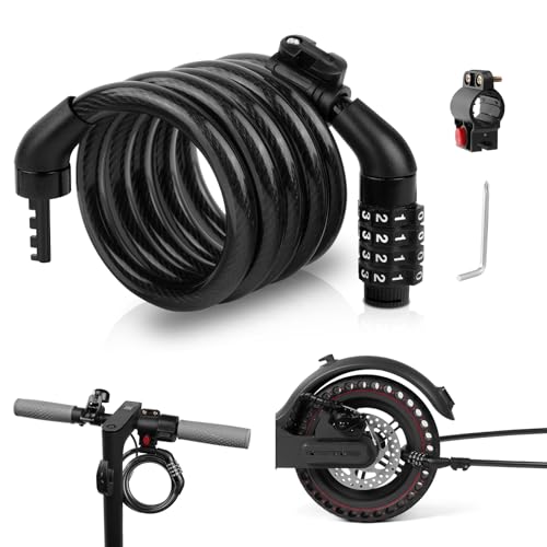 Lucchetto Per Monopattino E Bici 105 Cm - Doppia Testa, Combinazione, Cavo Acciaio Ispessito 12 Mm - Foto 9