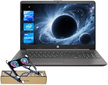 Premium 255 G9 15.6" HD Laptop, Intel Core Processor, 8GB RAM, 256GB SSD, Webcam, SD Card Reader, HDMI, RJ-45, Wi-Fi, Windows 11 Home, Black, Bundle with PCO Notebook Fold Radiator, Cooler