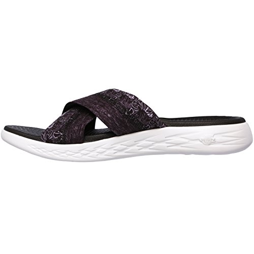 Skechers Women's Performance, On The Go 600 Monarch Slide Sandals Black/White 8 M