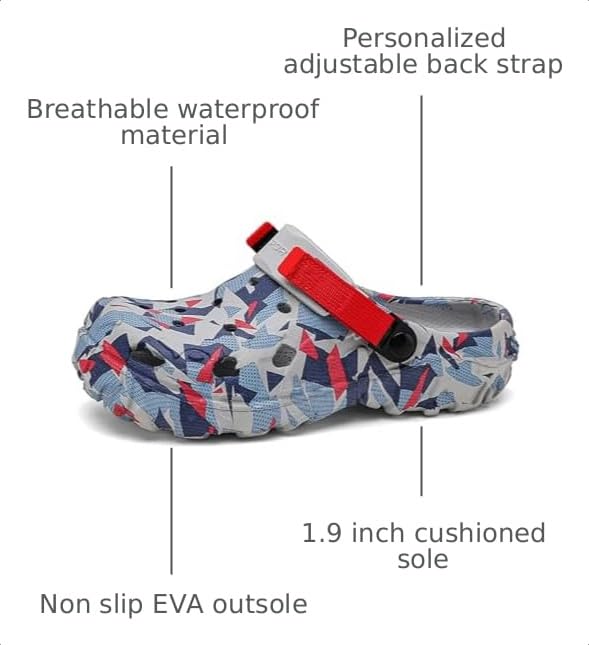 Image of SECHRITE Men's Clogs Athletic Sports Outdoor Sandals Water Beach Shoes Slippers Sandals Lightweight Comfortable with Adjustable Back Strap