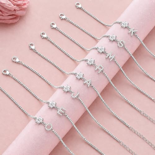 Image of Flower Girl Basket Gift, Flower Girl Proposal Pearl Flowers Initial Bracelet for Teen Bridesmaid Gifts for Wedding Day Adjustable Dainty 14k Gold Plated Letter Bracelet Bridesmaid Bracelets Jewelry