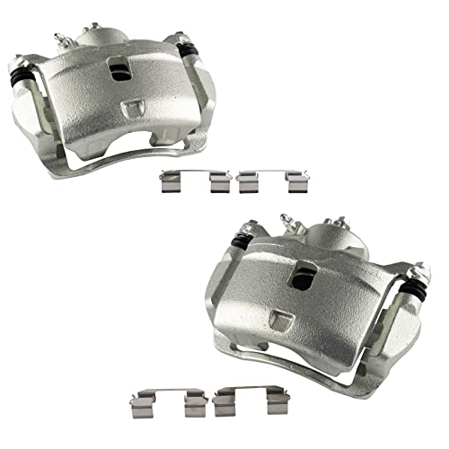 Image of TRQ Front Brake Caliper Set Zinc Coated Brackets Compatible with 2002-2004 Honda CR-V 2003-2011 Honda Element