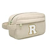 Trousse Maquillage Femme, Pochette Maquillage avec Initiale, Sac de Maquillage de Voyage V...