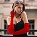 Laumoi 12 Pairs Long Satin Gloves for Women Bride Elbow Opera Costume Dress Stretchy Formal Glove(21 Inch,Red)