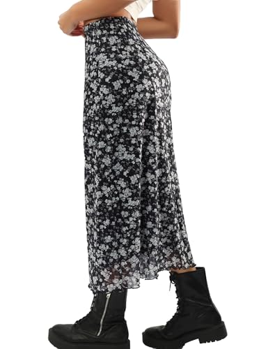 Chic Floral Mesh High Waist Midi Skirt - Image 2
