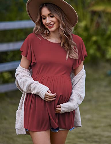 Hotouch Women's Short Sleeve Ruched Maternity Peplum Top #TOP27