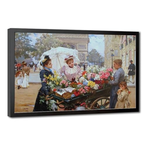 Toile tendue The Flower Seller de Louis Marie De Schryver