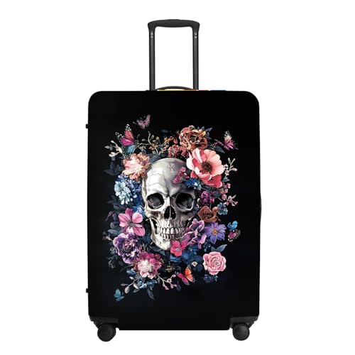 Image of Day of the Dead Luggage Cover, Bohemian Skull & Floral Waterproof Protector, Vibrant Anti-Scratch Design for Suitcases