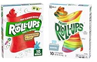 Fruit Roll-Ups 2x10er Pack Tropical Tie Dye + Strawberry Blast (2x141 g) – 20 bunte Fruchtrollen zum Abrollen inkl. Naschwerk® Sticker