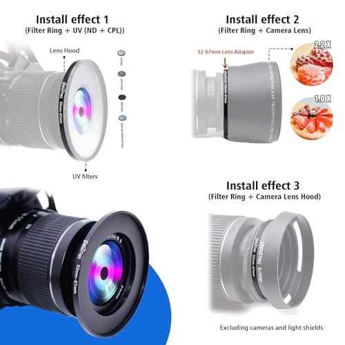 Anillo adaptador para filtros de cámara 52mm a 67mm BEIZMEI miniatura 5