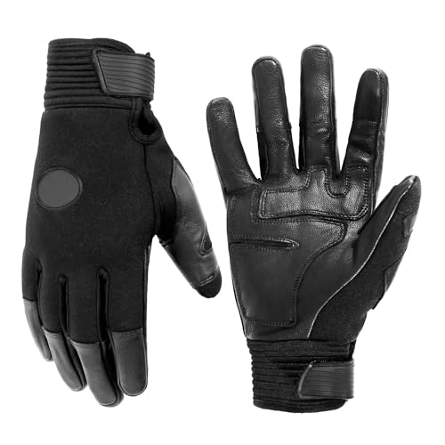 HANDLANDY Women Horse Riding Gloves, Goat Leather Equestrian Riding Gloves Driving Glove for Sports, Gardening, Warehouse(Black, Adult Medium)