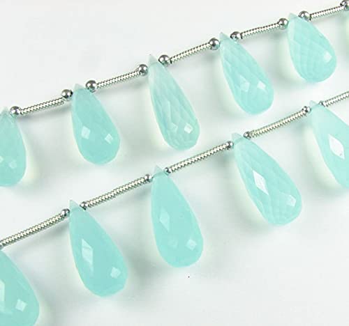 Calcédoine bleu turquoise LKBEADS briolettes en forme de goutte d'eau facettée de 28mm