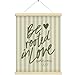 QEJ Sage Green Christian Wall Art Decor, Be Rooted in Love Bible Verse Canvas Poster Hanger Frame, Preppy Green Striped Religious Wall Decorations for Bedroom Home Decor, 12x16 Inch