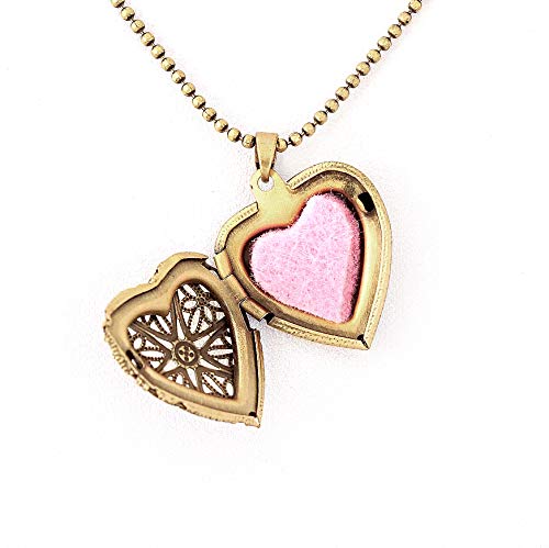 Colar Difusor Relicário Coração Ouro Velho Pequeno