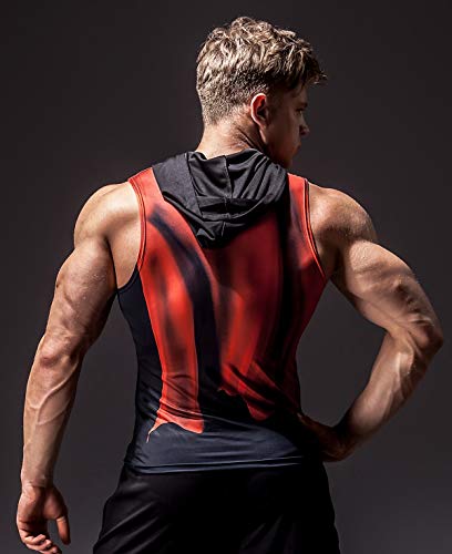 Red Plume Men’s Sleeveless Hoodie Men / Gym Tank Tops Bodybuilding Sleeveless Workout Hoodie Muscle Cut Off Sweatshirt For Men (Black A, Xl) #TOP6