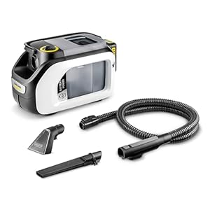 Kärcher SE 3-18 Compact White tapijtreiniger, werkt op batterijen, voor het reinigen van textiel, bekleding en bekleding, dubbele tank 1,6 liter + textielmondstuk + spleetmondstuk