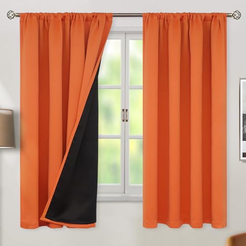 BGment Burnt Orange Blackout Curtains for Bedroom 63 Inch Length 2 Panels