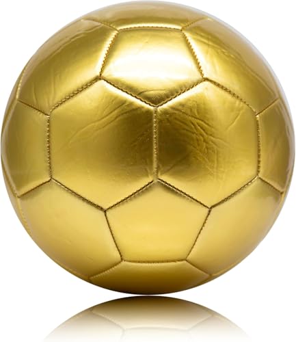 32 Panel Gold Plain Football Size 5 - Metallic Golden Soccer Ball