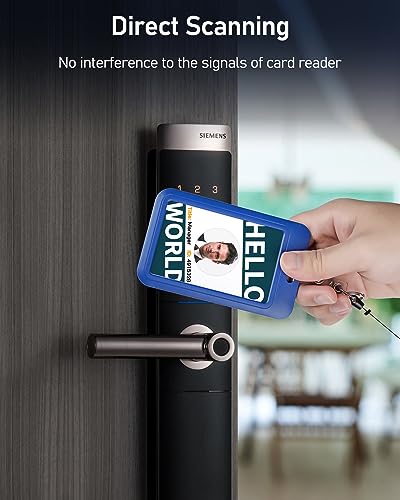 Image of Topkey Blue Pack of 1 Sliding ID Badge Holder, Heavy Duty Hard Plastic ID Card Protector Case for Office School Nurse Badge Credit Cards Proximity Cards Driver's Licenses and Passes, Vertical