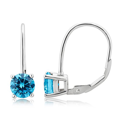 Topaz Leverback Hoop Earring in Sterling Silver