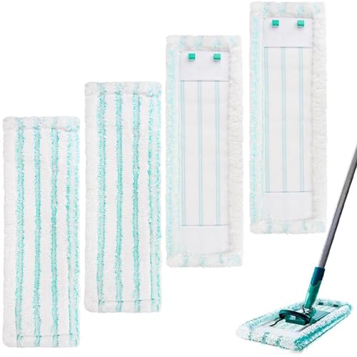 CLTPY 4 Pack Ersatz-Wischbezüge für Leifheit Profi XL Micro Duo / Profi XL Cotton Plus, Mikrofaser Wischbezüge für Alle Böden, Effiziente Saugfähiger Flecken Schnell Entfernen