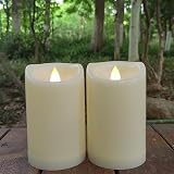 2 Pack Outdoor Battery Operated Candles with Timer (3x5 Inch) Waterproof Flameless Flickering Pillar